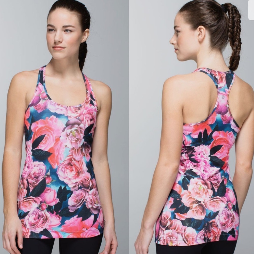 Lululemon Athletica Women’s Secret Garden Rose Floral Racerback Gym Workout Tank